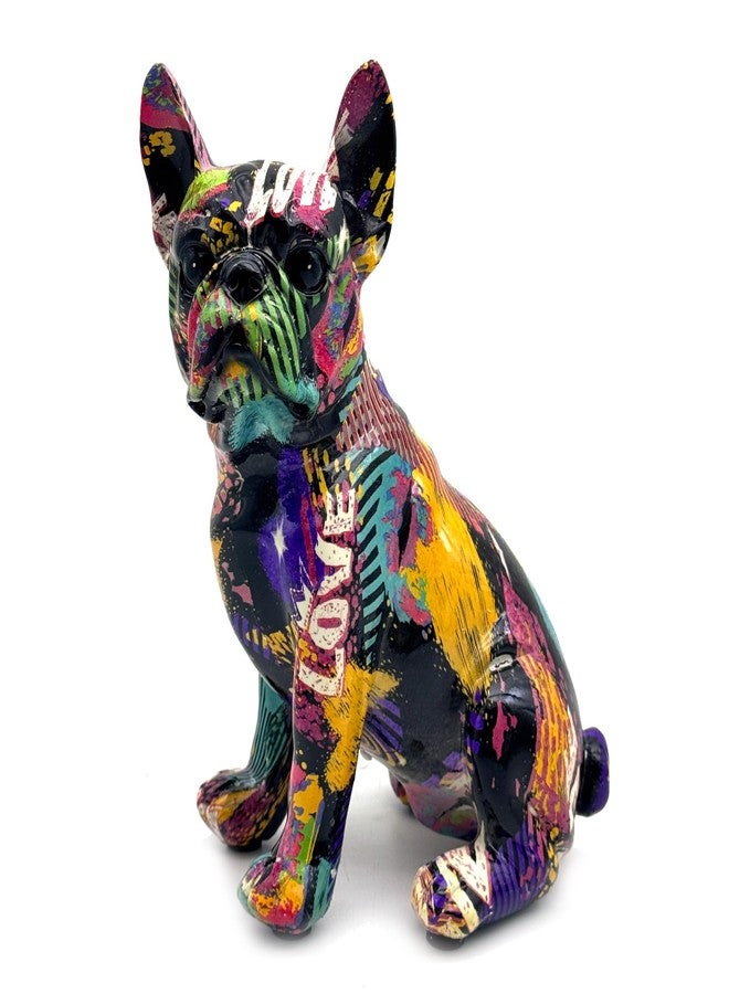 FUNSXBUG Colorful Art French Bulldog Statue Dog Figurines Sculpture Collectibles Home Office Desktop Decor Outdoor Garden Display Decoration Resin (Colour 3) - Image 1